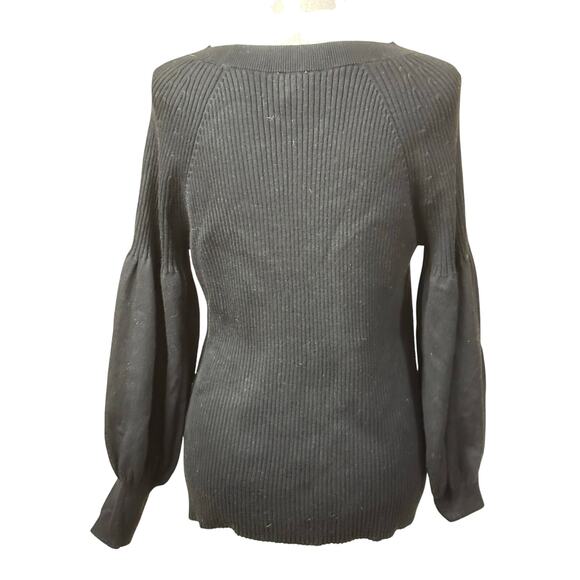 Chico's black balloon sleeve sweater, minimalist, neutral, classic, effortless - Picture 3 of 6